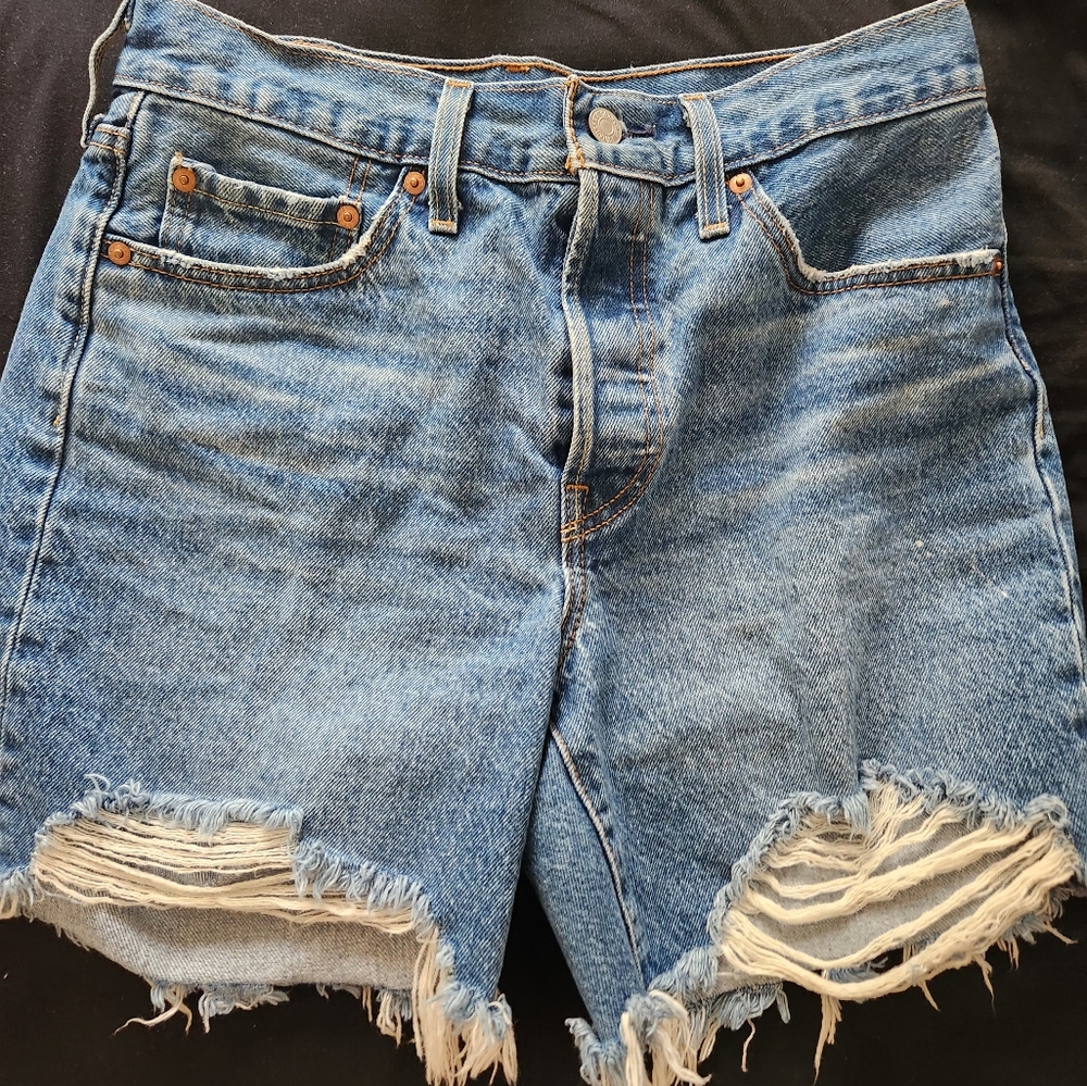 Signature by Levi Strauss Blue Jean Shorts Distressed Style